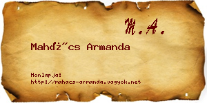 Mahács Armanda névjegykártya
